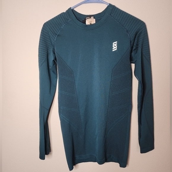 Second Skin Long‎ Sleeve Athletic Workout Top, Teal Blue, Women's Small (NWOT) - Picture 2 of 10
